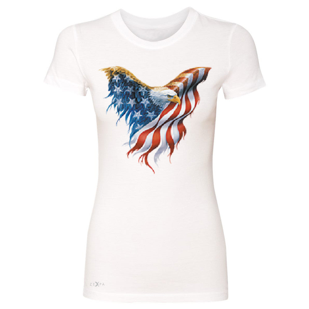 American Flag Bald Eagle Women's T-shirt USA Flag 4th of July Tee - Zexpa Apparel Halloween Christmas Shirts