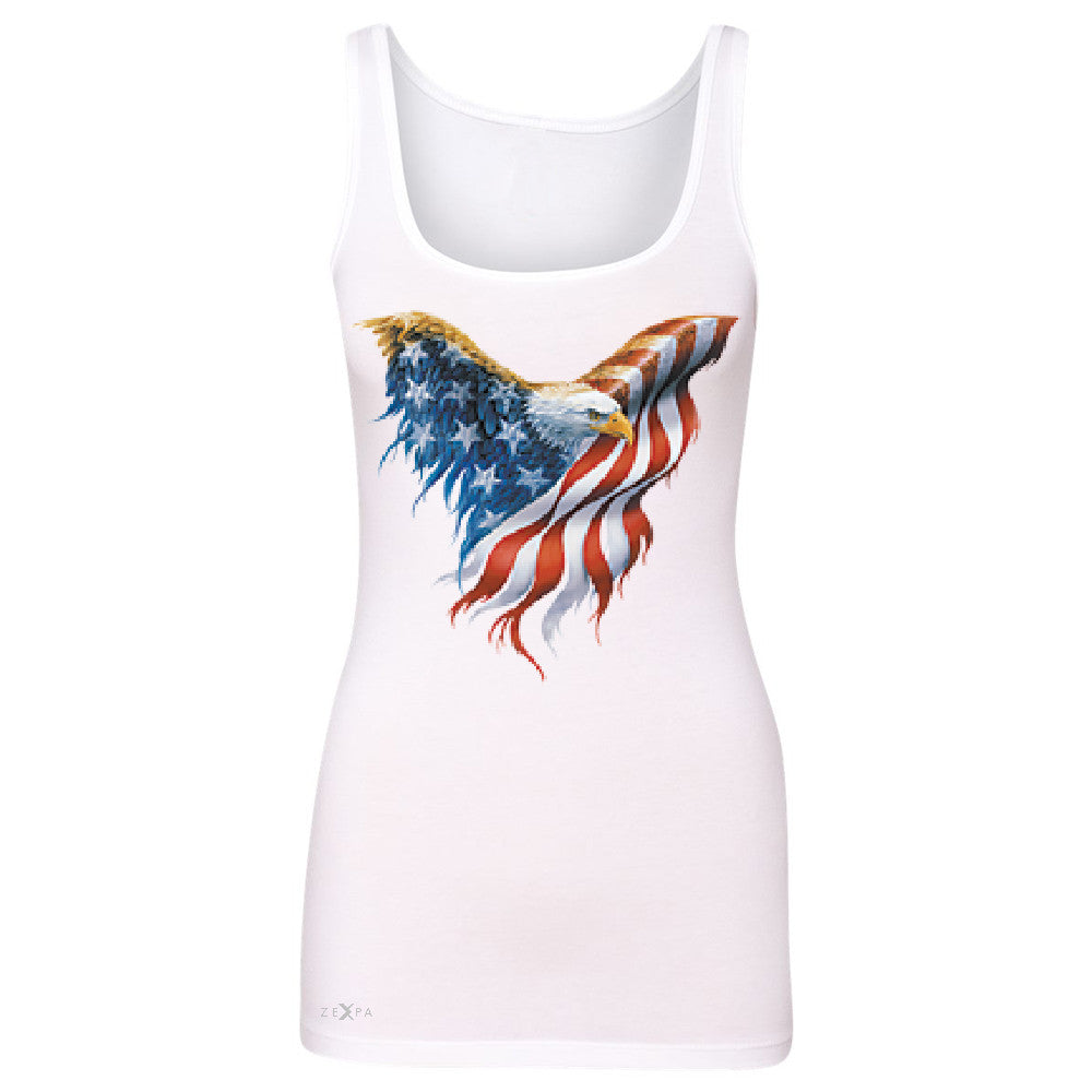 American Flag Bald Eagle Women's Tank Top USA Flag 4th of July Sleeveless - Zexpa Apparel Halloween Christmas Shirts