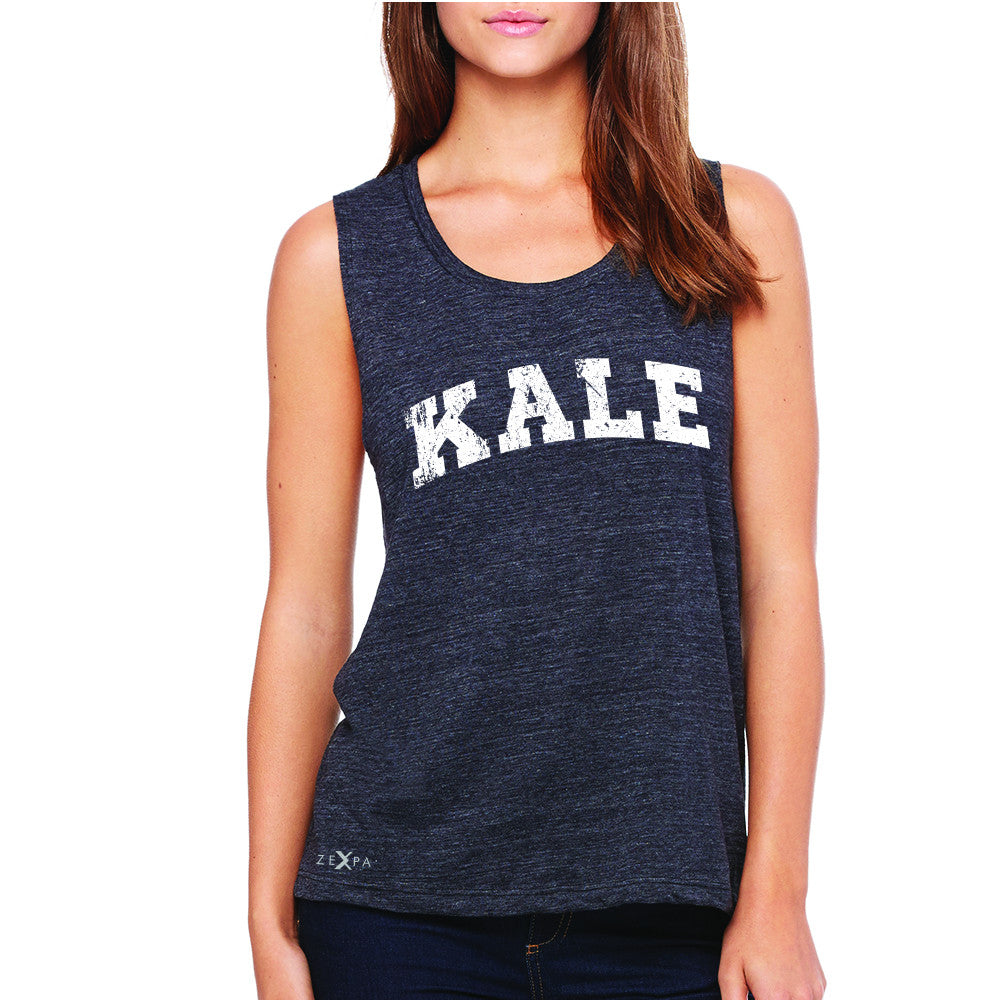 Kale W University Gift for Vegetarian Women's Muscle Tee Vegan Fun Sleeveless - Zexpa Apparel - 1