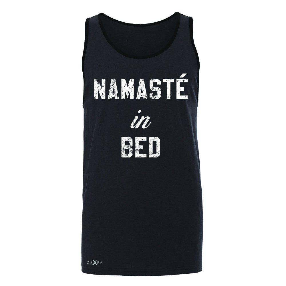 Zexpa Apparel™ Namaste in Bed Namastay Cool W Font  Men's Jersey Tank Yoga Funny Sleeveless - Zexpa Apparel Halloween Christmas Shirts