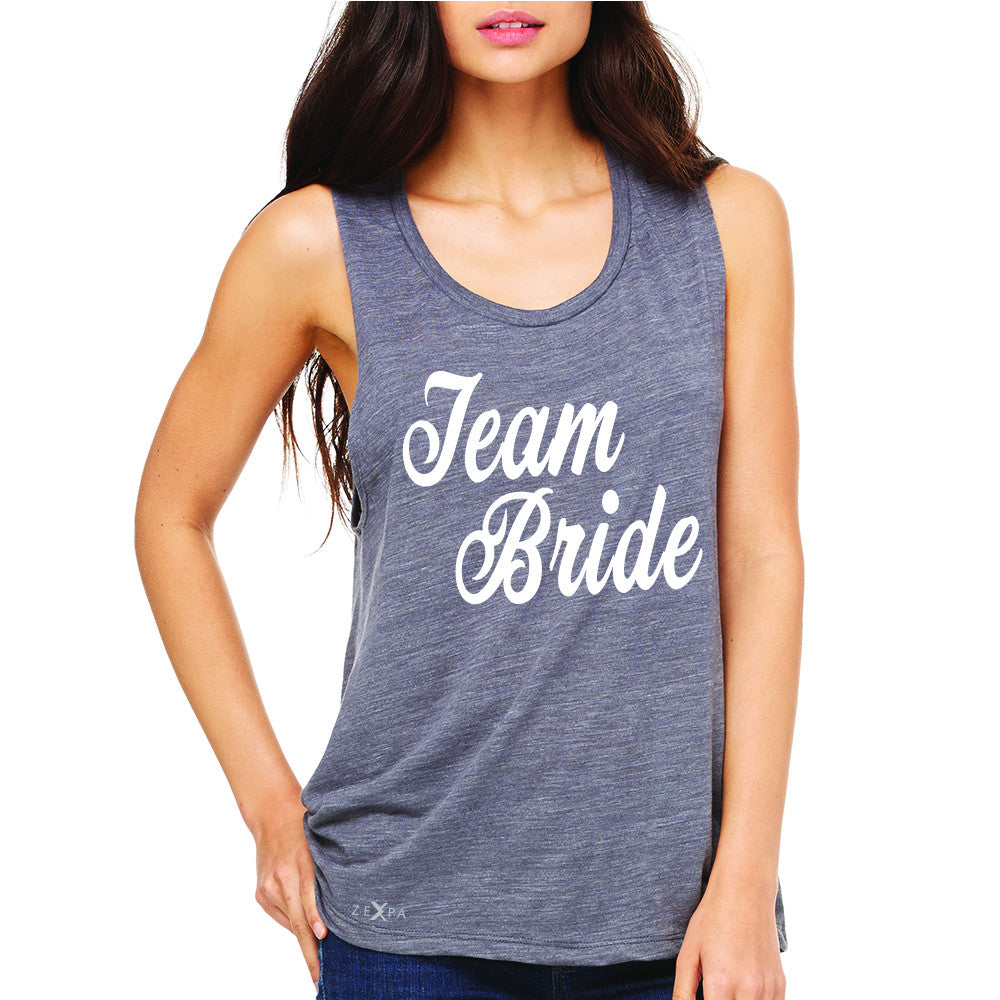 Team Bride - Friends and Family of Bride Women's Muscle Tee Wedding Sleeveless - Zexpa Apparel - 2