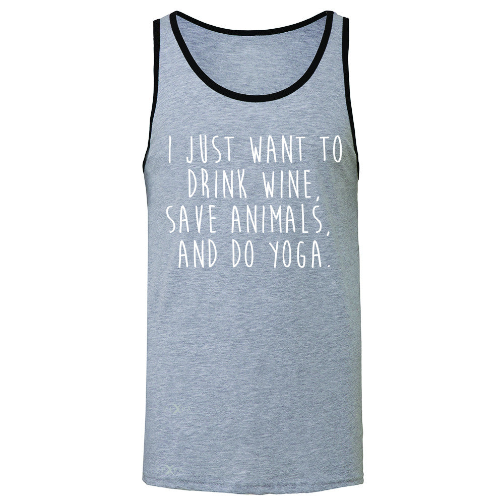I Just Want To Drink Wine Save Animals Do Yoga Men's Jersey Tank   Sleeveless - Zexpa Apparel - 2