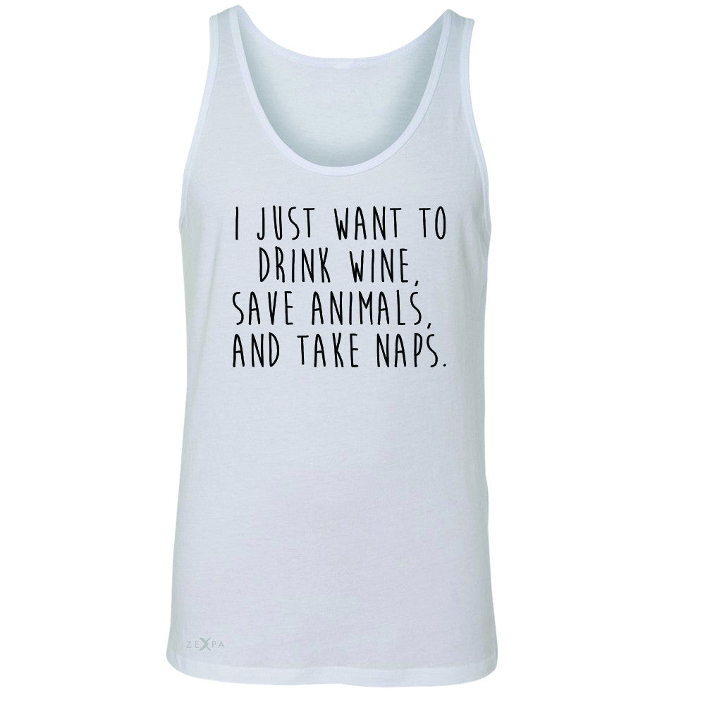 I Just Want To Drink Wine Save Animals and Nap Men's Jersey Tank   Sleeveless - Zexpa Apparel - 5