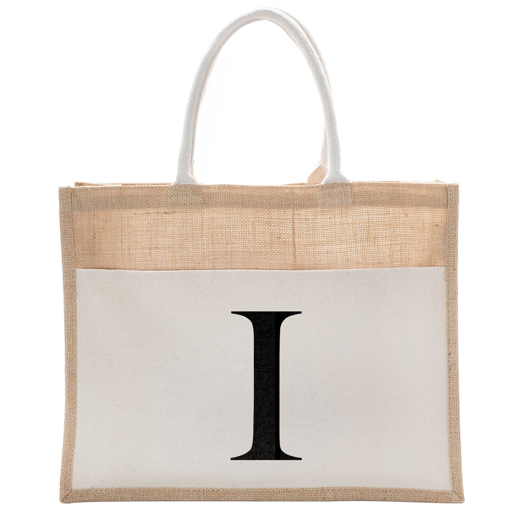 Daily Use Canvas Tote Bag With Initial For Beach Workout Yoga Vacation Gym | Luxury Totes Gift for Christmas Events and Parties