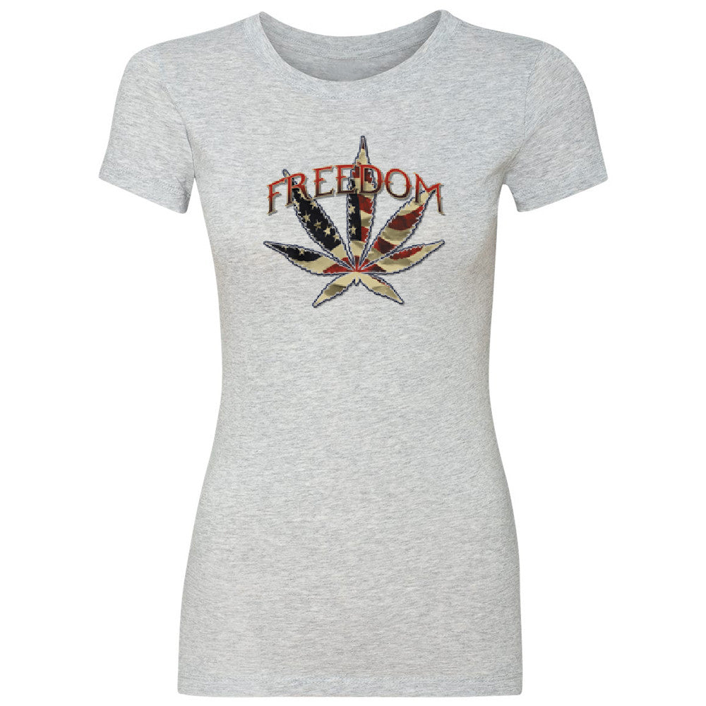 Freedom Weed Legalize It Women's T-shirt Old America Flag Pattern Tee - Zexpa Apparel - 2