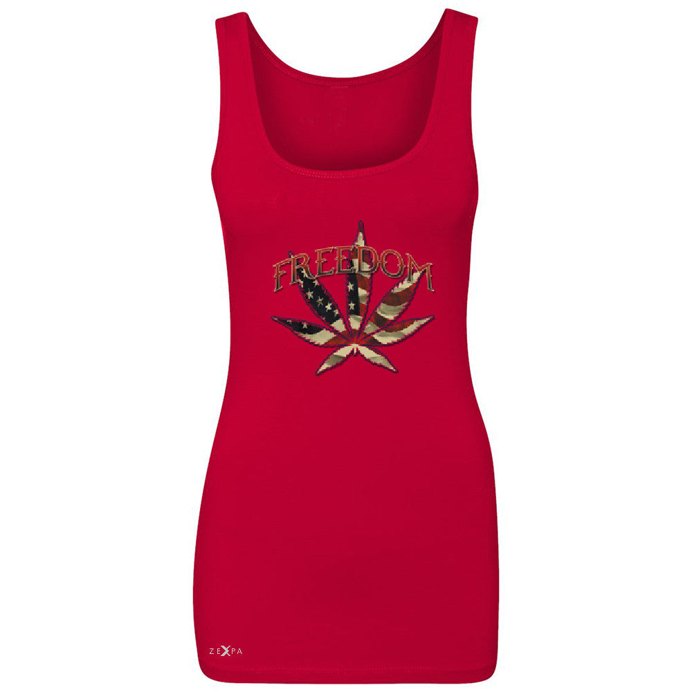 Freedom Weed Legalize It Women's Tank Top Old America Flag Pattern Sleeveless - Zexpa Apparel - 3