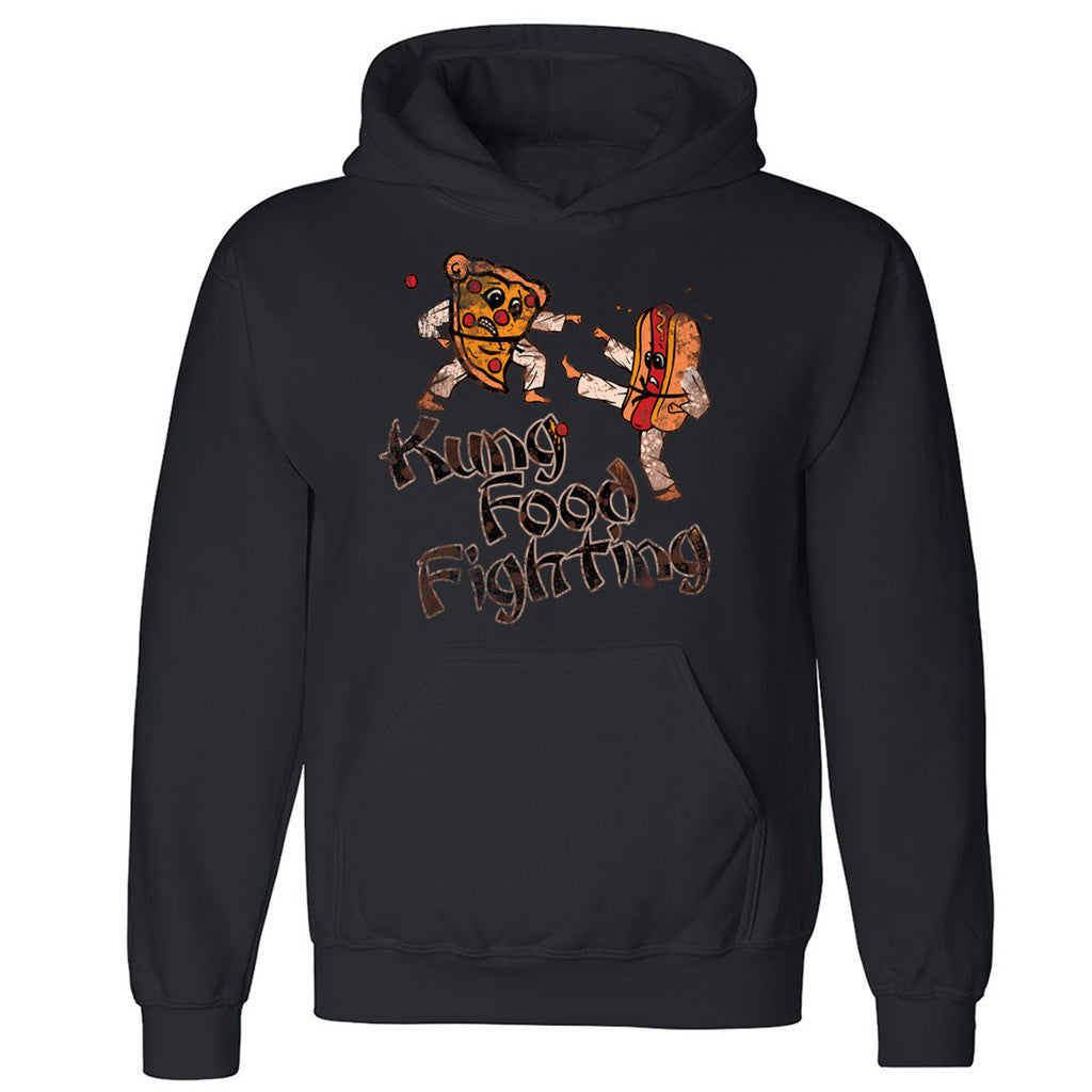 Zexpa Apparelâ„¢ Kung Food Fighting Unisex Hoodie Pizza vs Hotdog Funny Design Hooded Sweatshirt