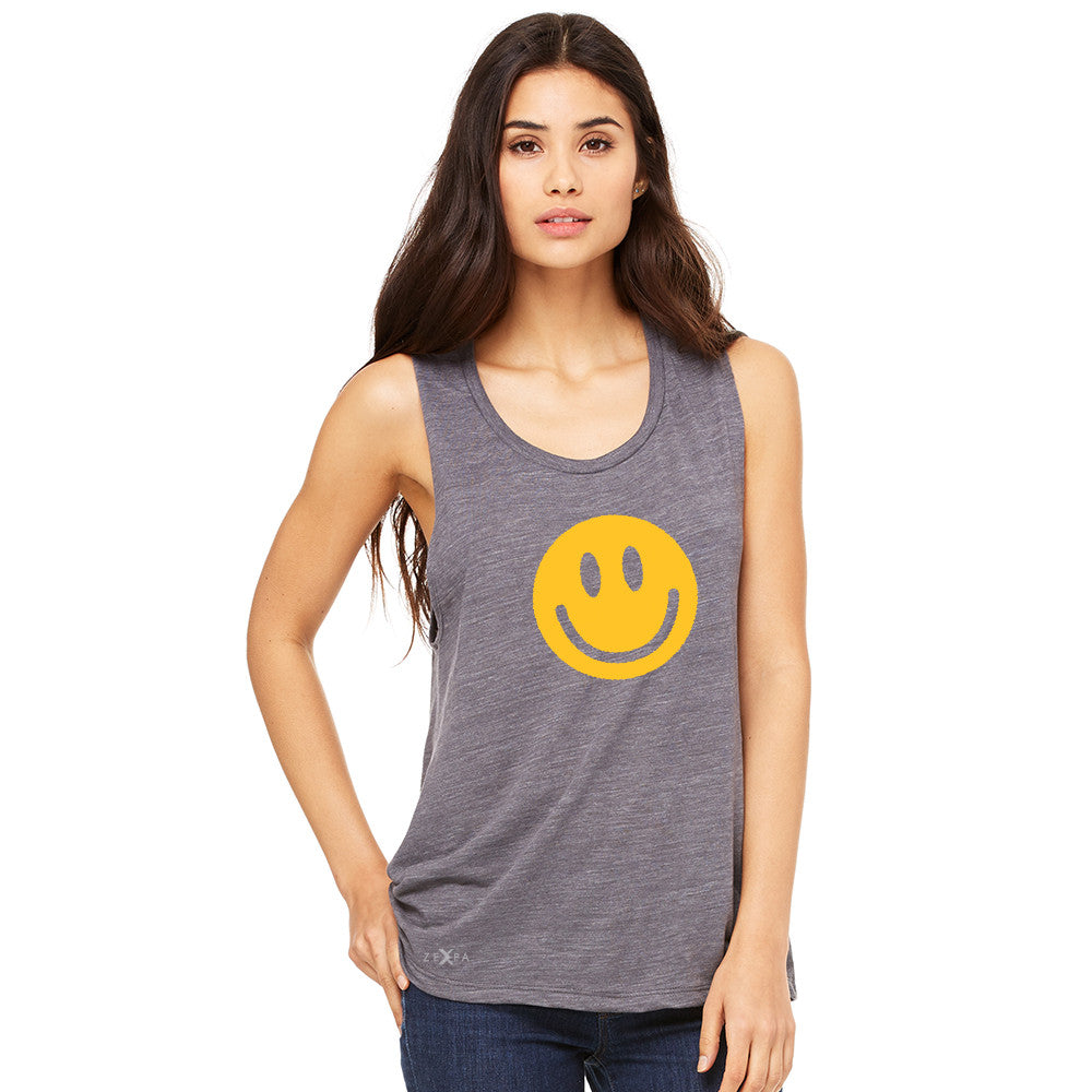 Funny Smiley Face Super Emoji Women's Muscle Tee Funny Sleeveless - Zexpa Apparel