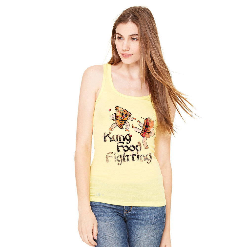 Kung Food Fighting Pizzas Kung Fu Women's Tank Top Funny Sleeveless - Zexpa Apparel