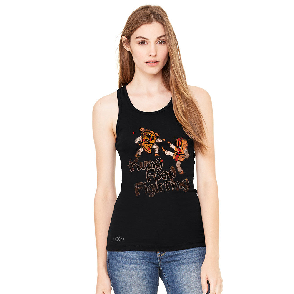 Kung Food Fighting Pizzas Kung Fu Women's Racerback Funny Sleeveless - Zexpa Apparel