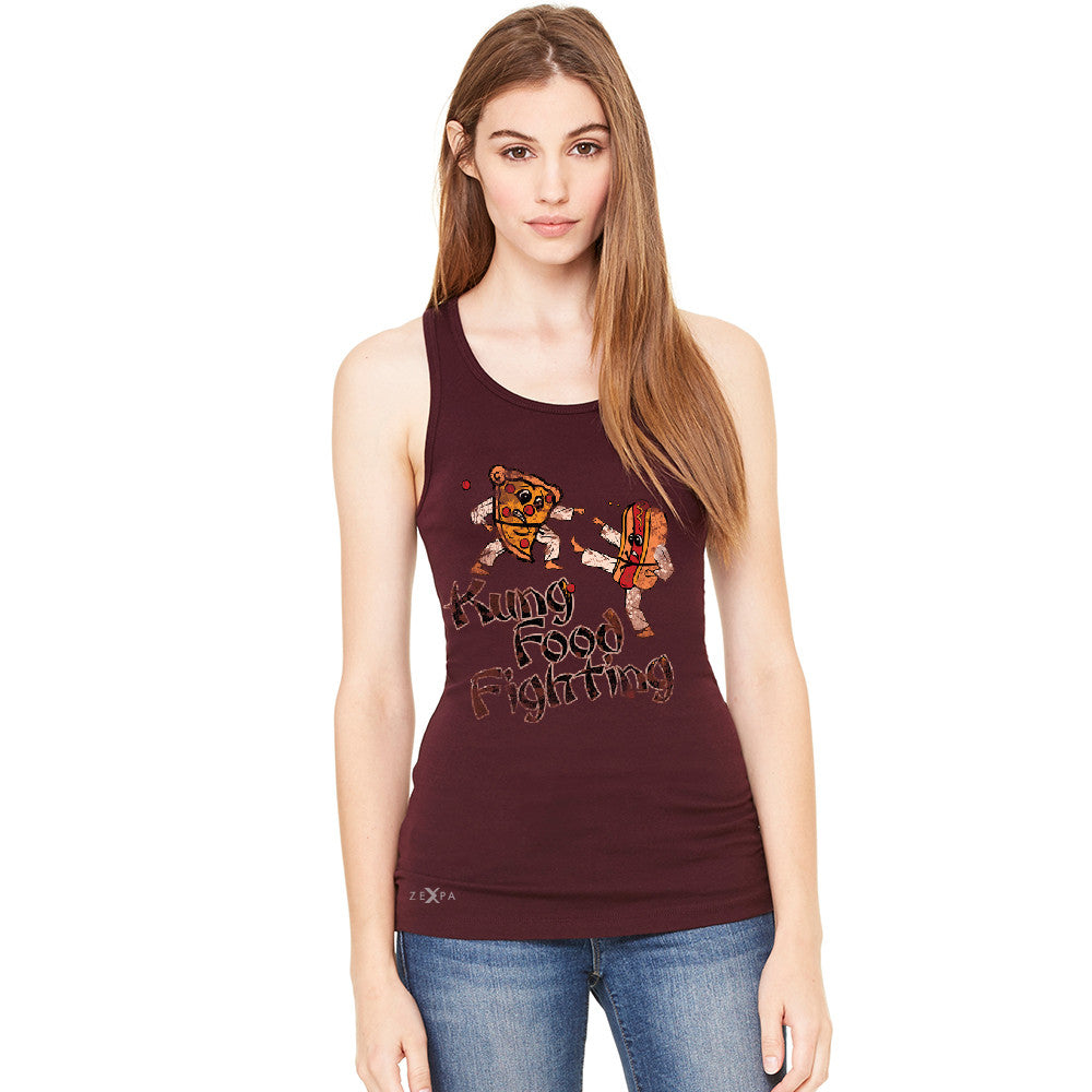 Kung Food Fighting Pizzas Kung Fu Women's Racerback Funny Sleeveless - zexpaapparel - 3