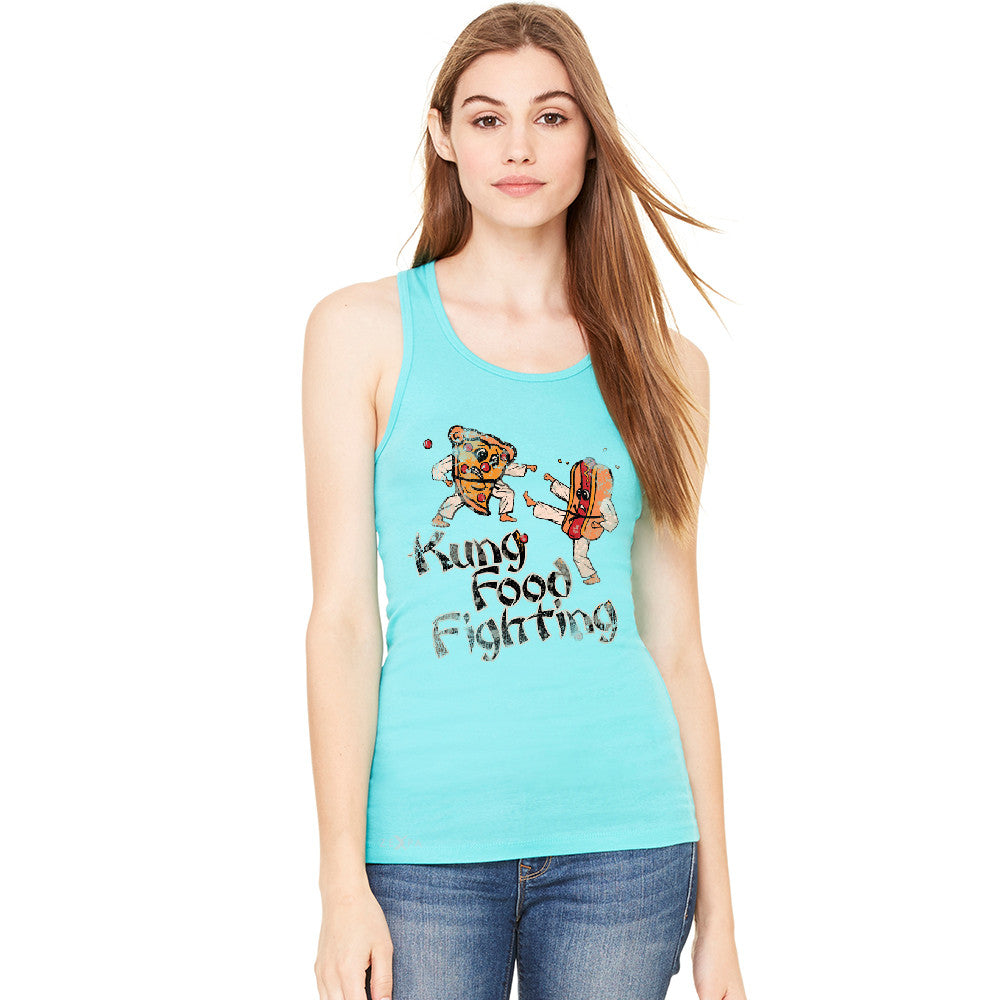 Kung Food Fighting Pizzas Kung Fu Women's Racerback Funny Sleeveless - zexpaapparel - 5