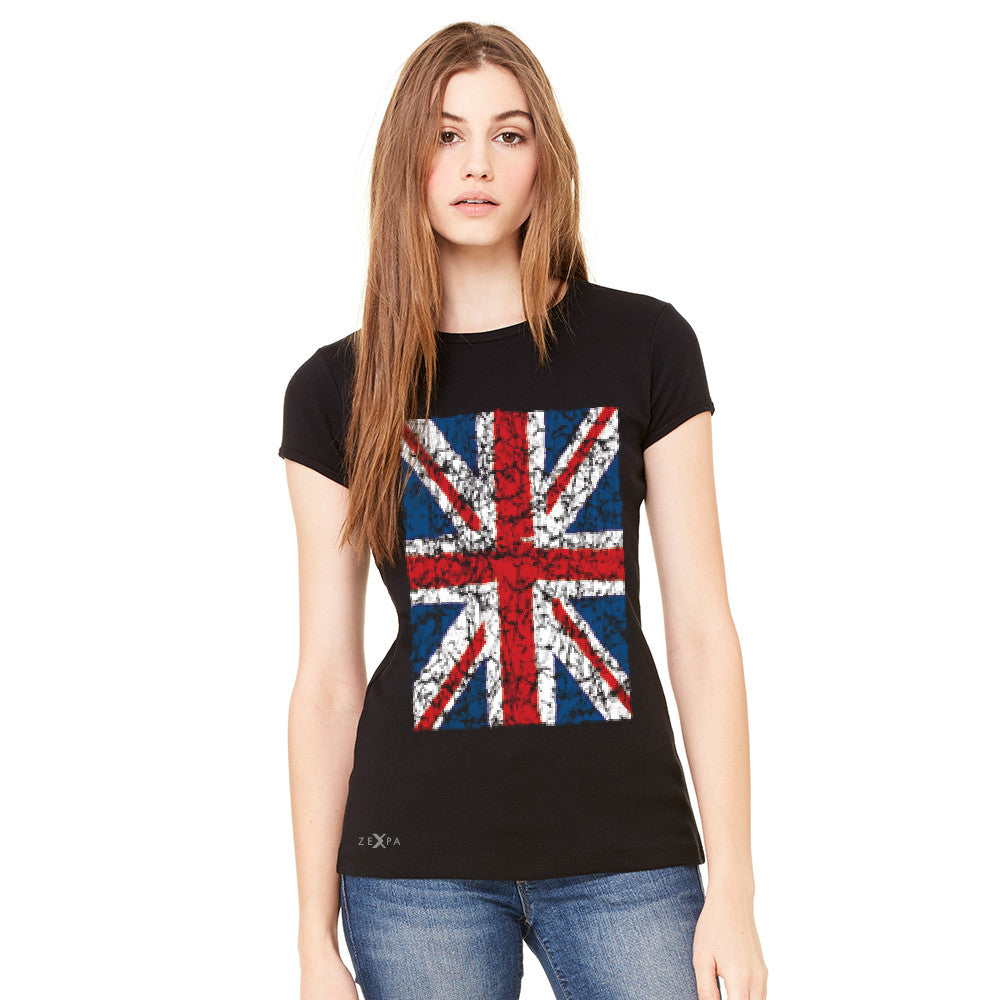 Distressed British Flag Great Britain Women's T-shirt Patriotic Tee - Zexpa Apparel - 4