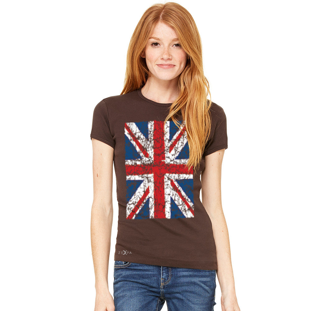 Distressed British Flag Great Britain Women's T-shirt Patriotic Tee - Zexpa Apparel Halloween Christmas Shirts