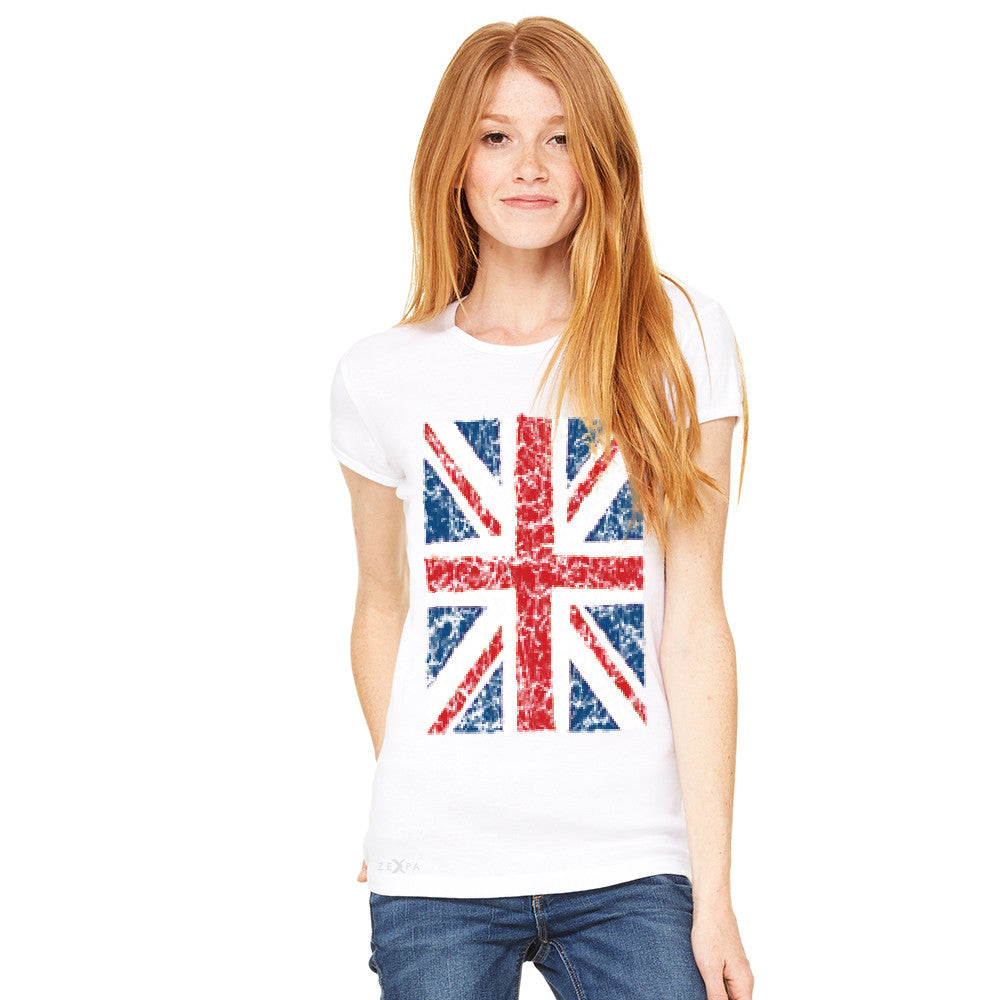 Distressed British Flag Great Britain Women's T-shirt Patriotic Tee - Zexpa Apparel Halloween Christmas Shirts