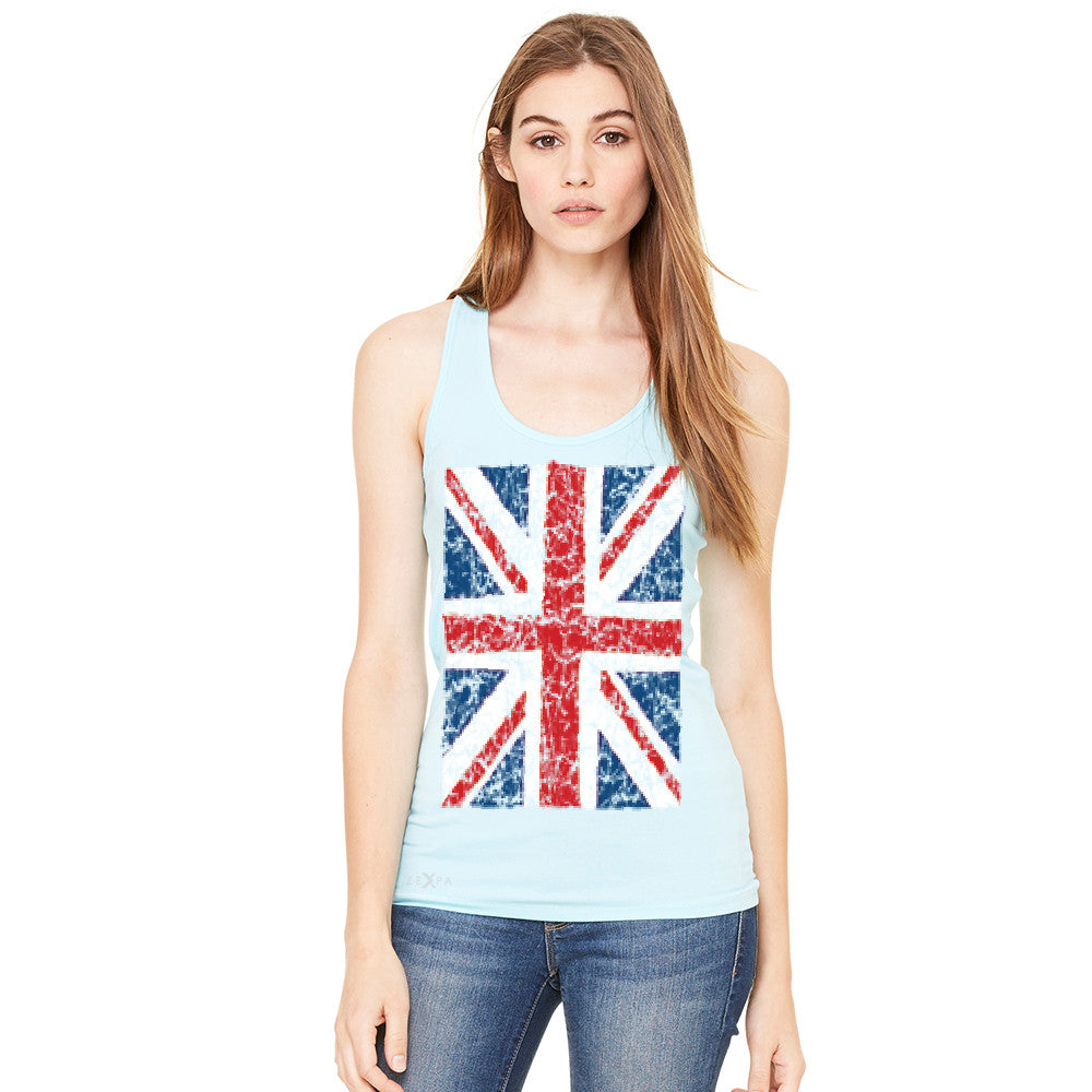 Distressed British Flag Great Britain Women's Racerback Patriotic Sleeveless - Zexpa Apparel - 3