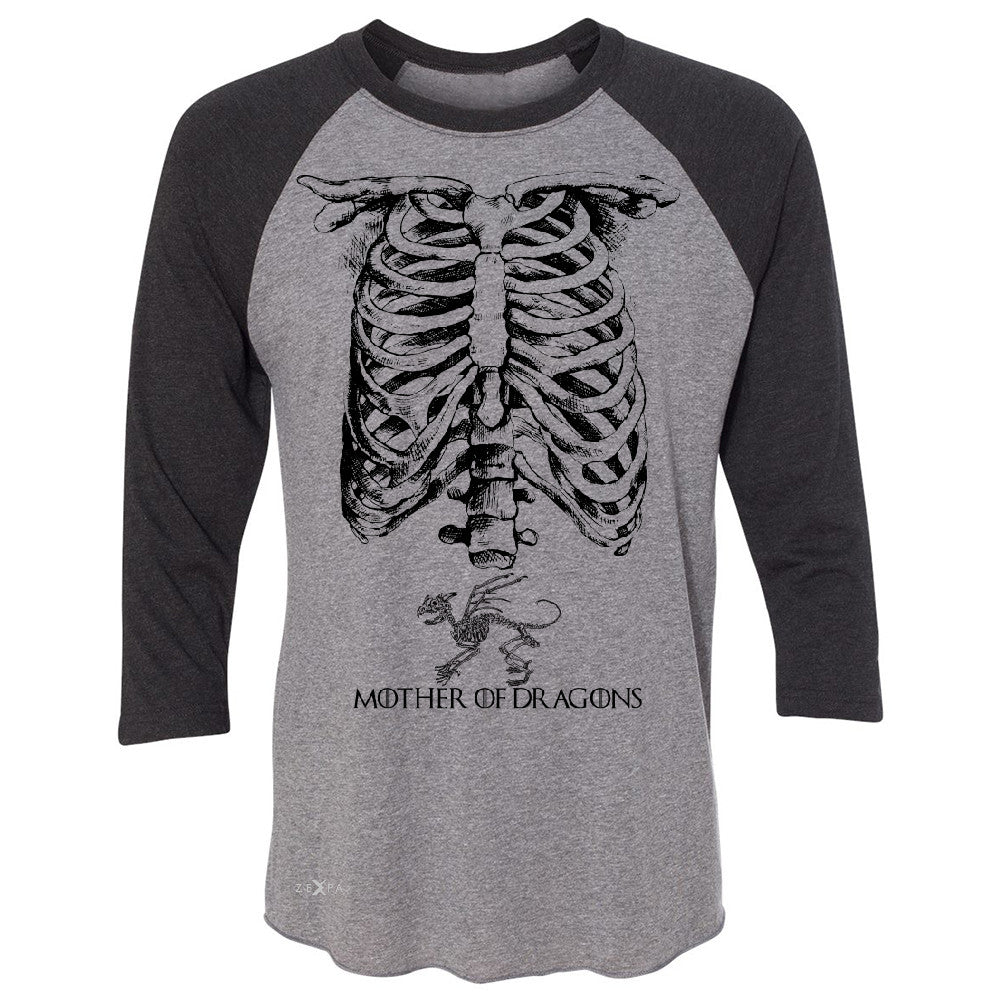 Zexpa Apparelâ„¢ Mother Of Dragons X-Ray Rib Cage 3/4 Sleevee Raglan Tee Pregnant Halloween Costume Got Throny Tee - Zexpa Apparel Halloween Christmas Shirts