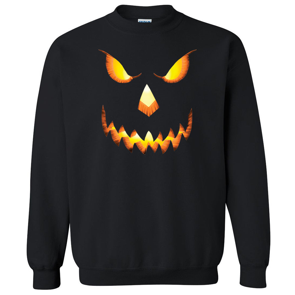 Scary Pumpkin Face Jack o Lantern Unisex Crewneck Halloween Sweatshirt - Zexpa Apparel