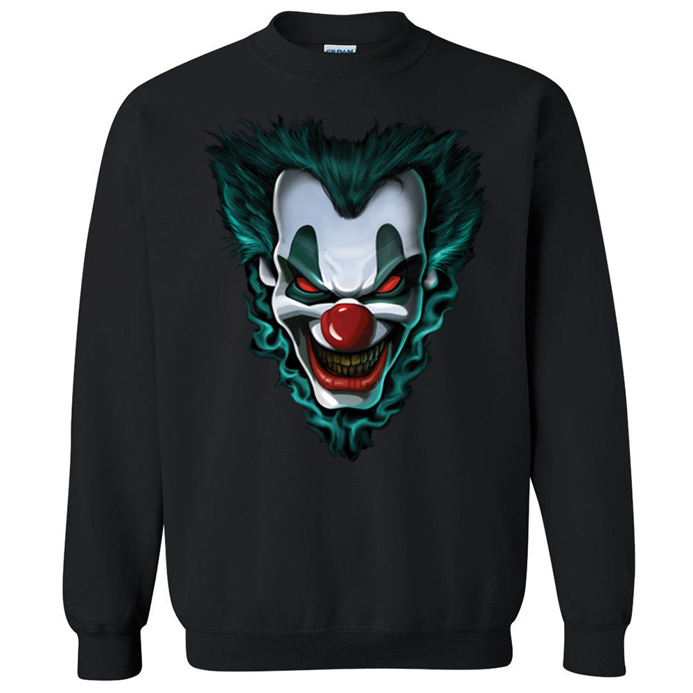 Scary Crown Face Joker Unisex Crewneck Cool Halloween Costume Sweatshirt - Zexpa Apparel