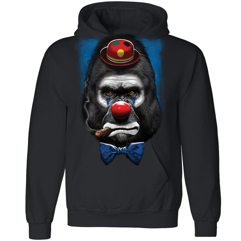Zexpa Apparelâ„¢ Cigar Smoking Gorilla Crown Face Unisex Hoodie Halloween Costume Hooded Sweatshirt