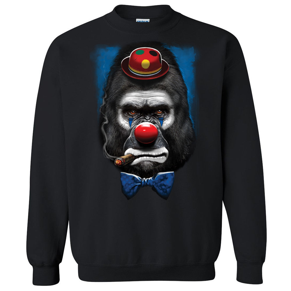 Cigar Smoking Gorilla Crown Face Unisex Crewneck Halloween Costume Sweatshirt - Zexpa Apparel