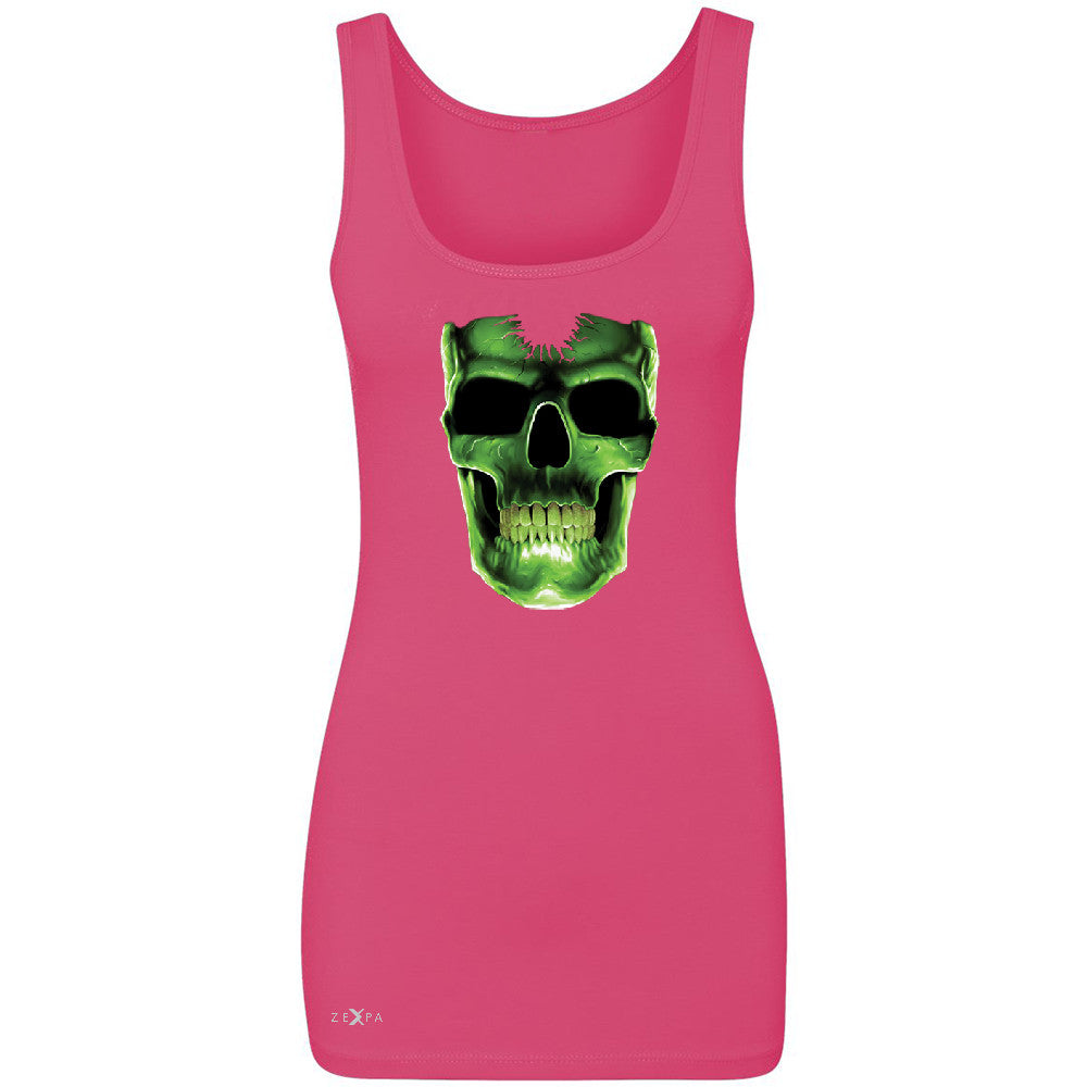 Skull Glow In The Dark  Women's Tank Top Halloween Event Costume Sleeveless - Zexpa Apparel - 2