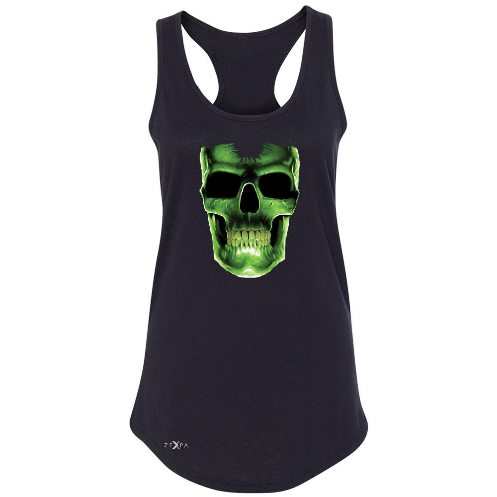 Skull Glow In The Dark  Women's Racerback Halloween Event Costume Sleeveless - Zexpa Apparel - 1