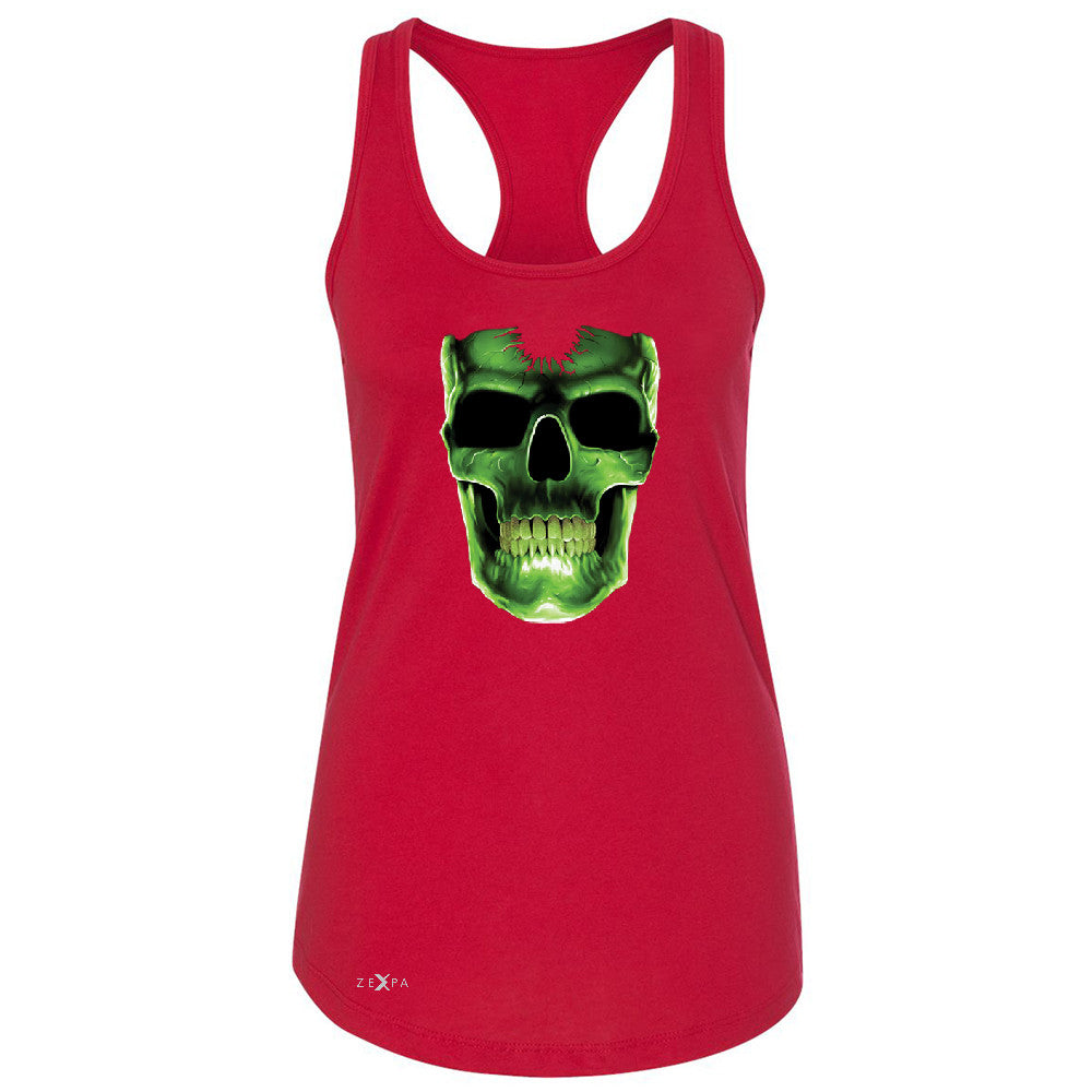 Skull Glow In The Dark  Women's Racerback Halloween Event Costume Sleeveless - Zexpa Apparel - 3