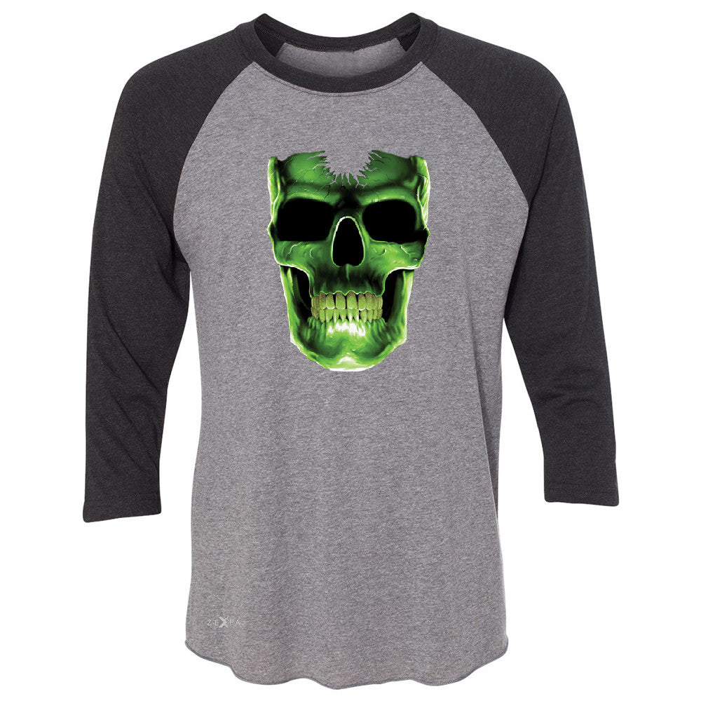 Skull Glow In The Dark  3/4 Sleevee Raglan Tee Halloween Event Costume Tee - Zexpa Apparel - 1