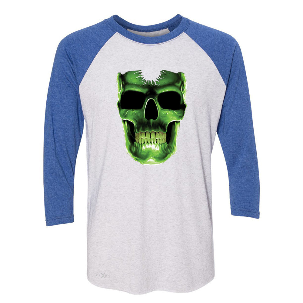 Skull Glow In The Dark  3/4 Sleevee Raglan Tee Halloween Event Costume Tee - Zexpa Apparel - 3