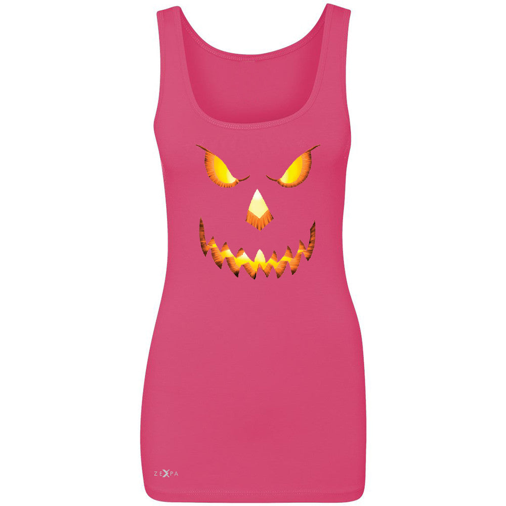 PUMPKIN Jack-o'Lantern Scary Costume Women's Tank Top Halloween NT Sleeveless - Zexpa Apparel - 2