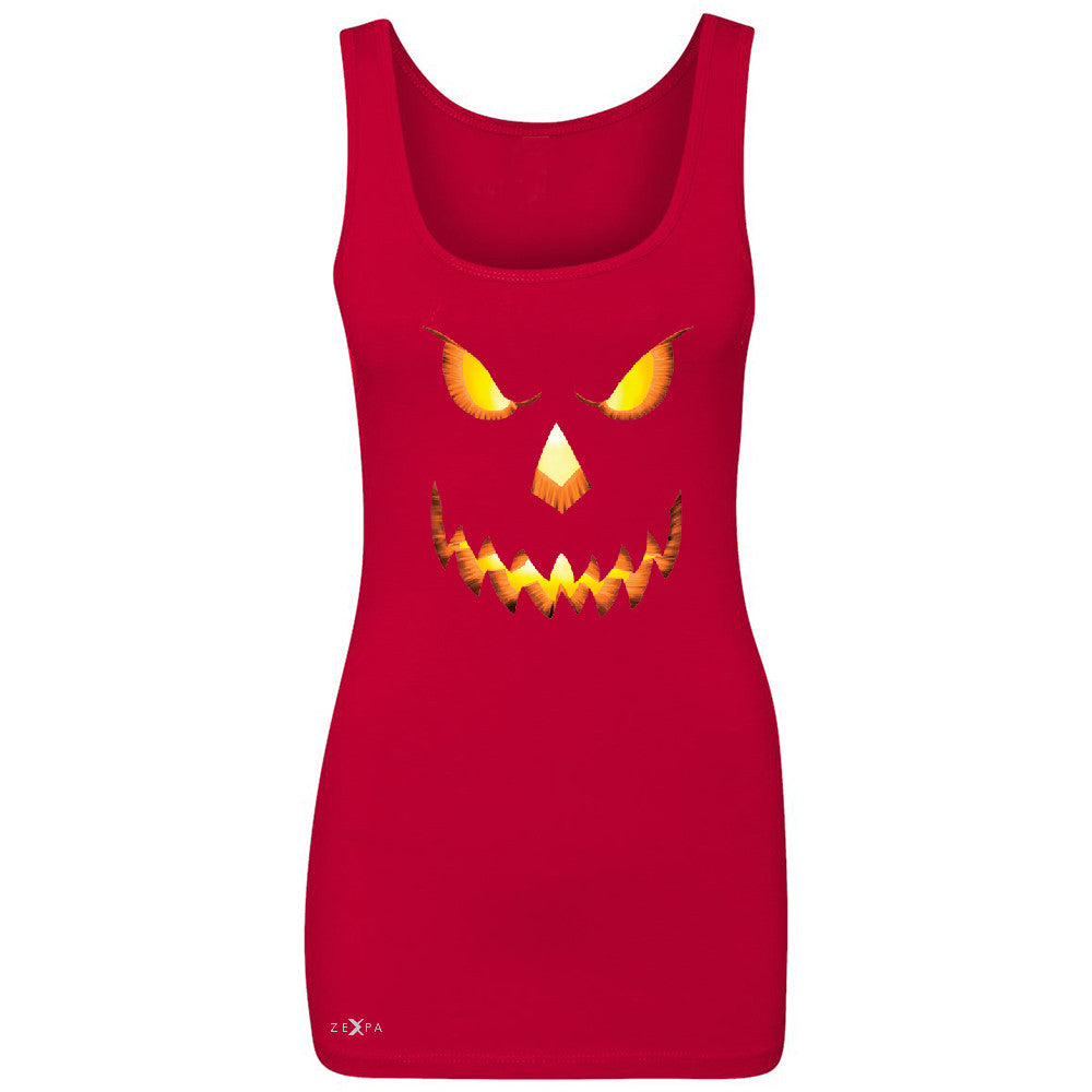 PUMPKIN Jack-o'Lantern Scary Costume Women's Tank Top Halloween NT Sleeveless - Zexpa Apparel - 3