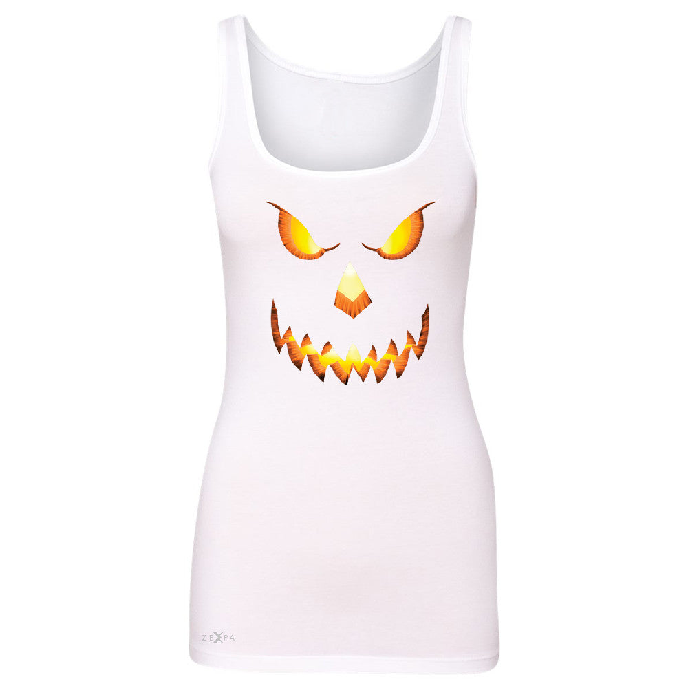 PUMPKIN Jack-o'Lantern Scary Costume Women's Tank Top Halloween NT Sleeveless - Zexpa Apparel - 4