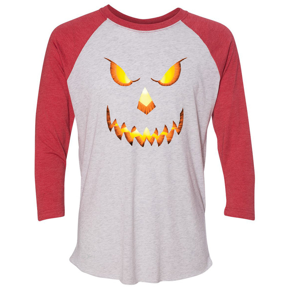 PUMPKIN Jack-o'Lantern Scary Costume 3/4 Sleevee Raglan Tee Halloween NT Tee - Zexpa Apparel - 2