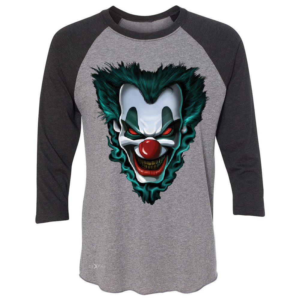 Freakshow Joker Clown Scary 3/4 Sleevee Raglan Tee Halloween Eve Costume Tee - Zexpa Apparel - 1
