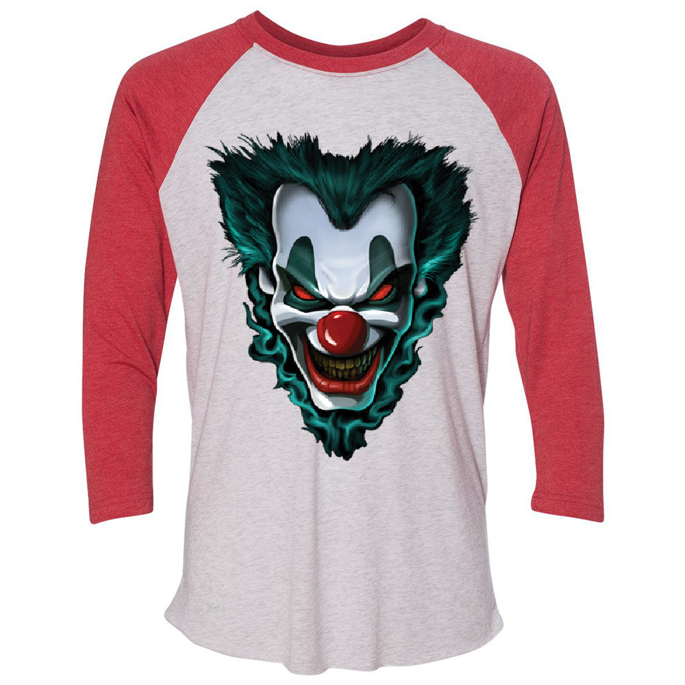 Freakshow Joker Clown Scary 3/4 Sleevee Raglan Tee Halloween Eve Costume Tee - Zexpa Apparel - 2
