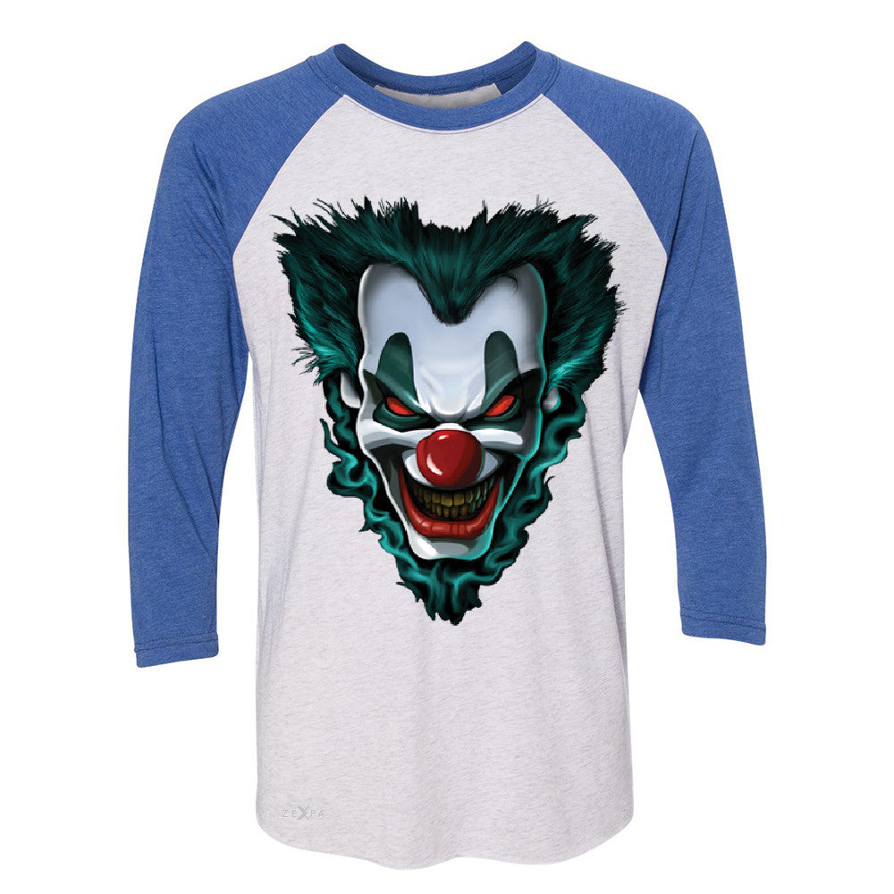 Freakshow Joker Clown Scary 3/4 Sleevee Raglan Tee Halloween Eve Costume Tee - Zexpa Apparel - 3
