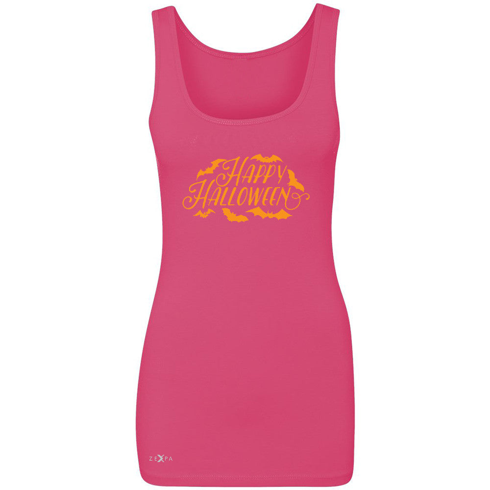 Happy Halloween Bats Greetings  Women's Tank Top Halloween Costume Sleeveless - Zexpa Apparel - 2