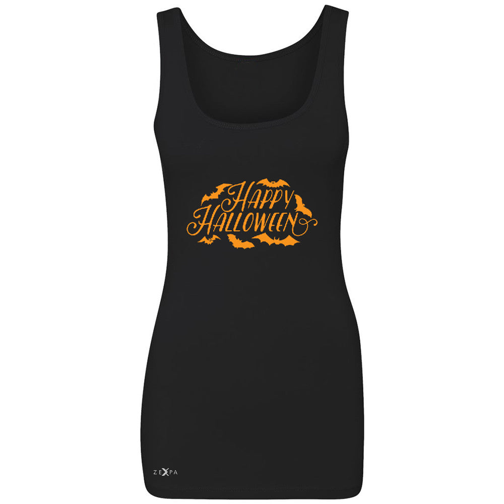 Happy Halloween Bats Greetings  Women's Tank Top Halloween Costume Sleeveless - Zexpa Apparel - 1