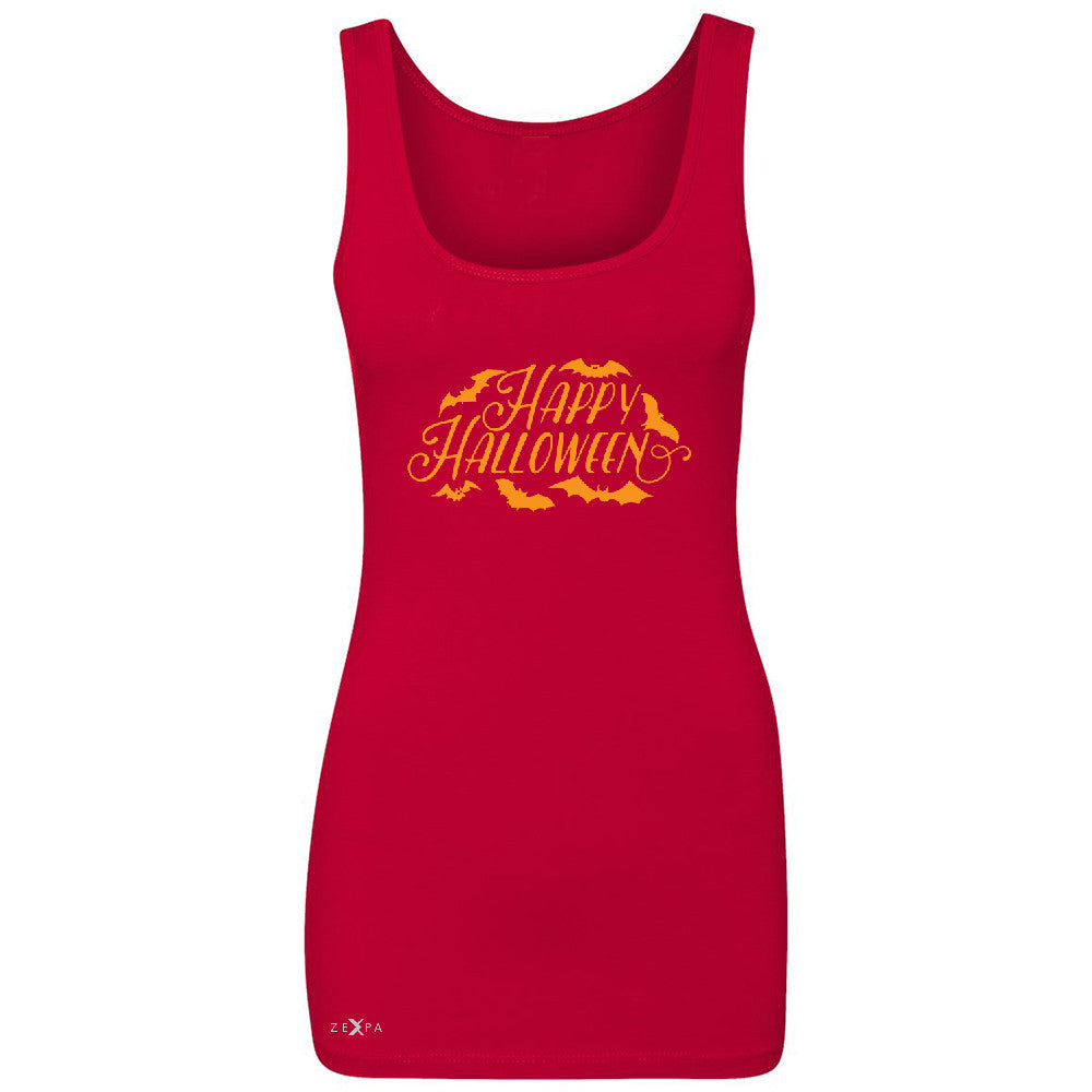 Happy Halloween Bats Greetings  Women's Tank Top Halloween Costume Sleeveless - Zexpa Apparel - 3