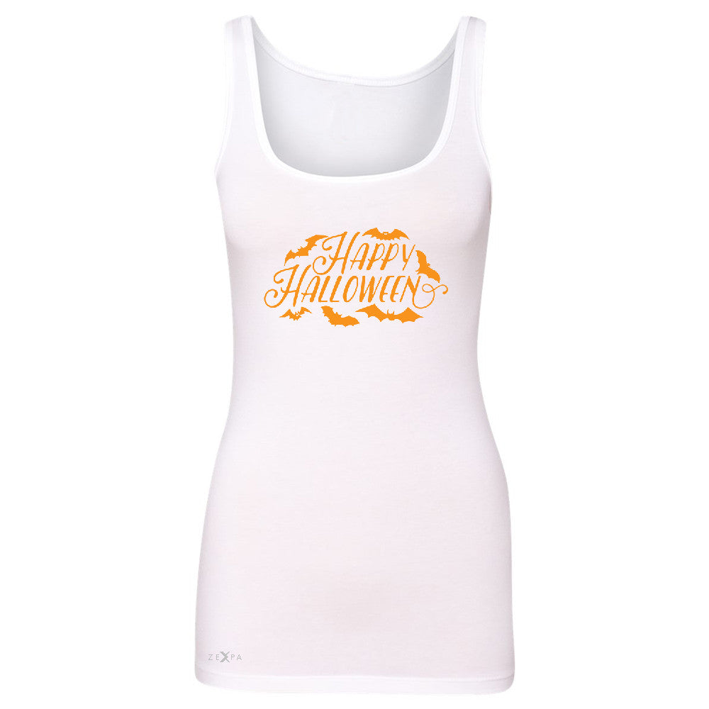 Happy Halloween Bats Greetings  Women's Tank Top Halloween Costume Sleeveless - Zexpa Apparel - 4