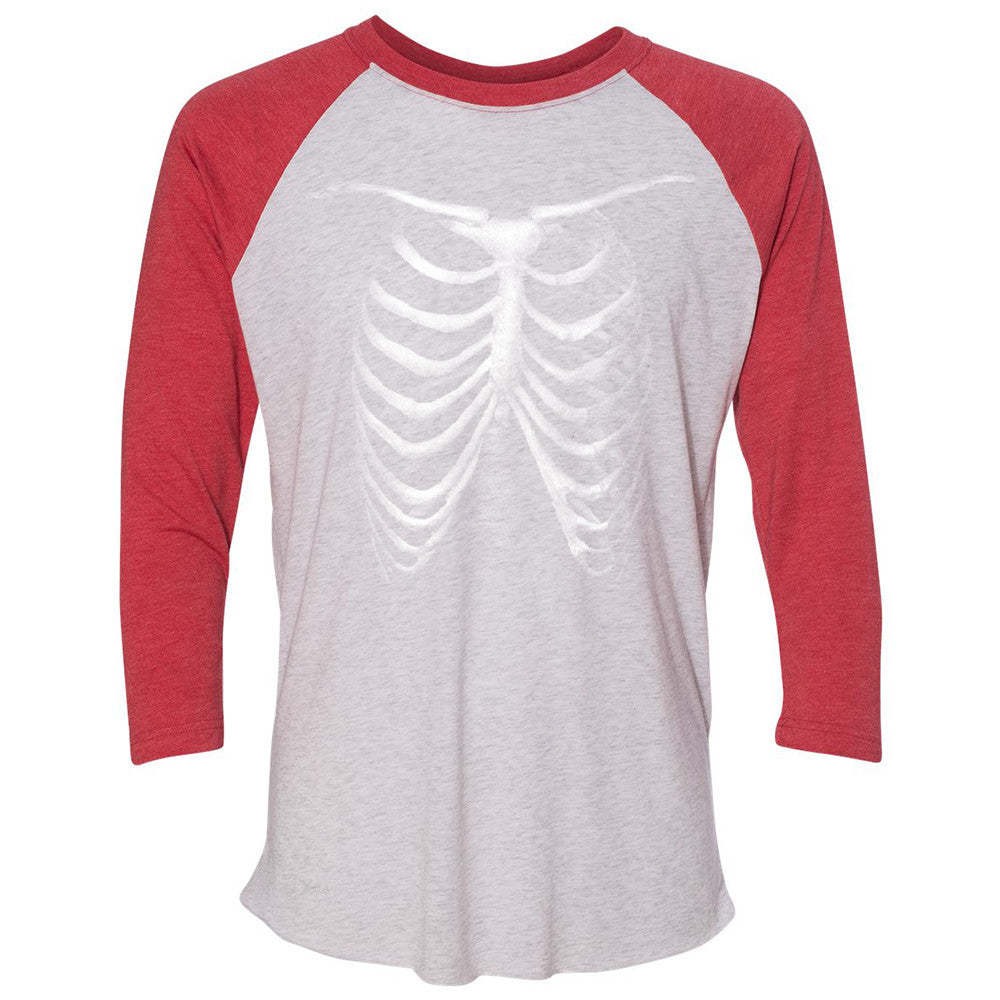 Rib Cage Glow in The Dark  3/4 Sleevee Raglan Tee Halloween Costume Eve Tee - Zexpa Apparel - 2