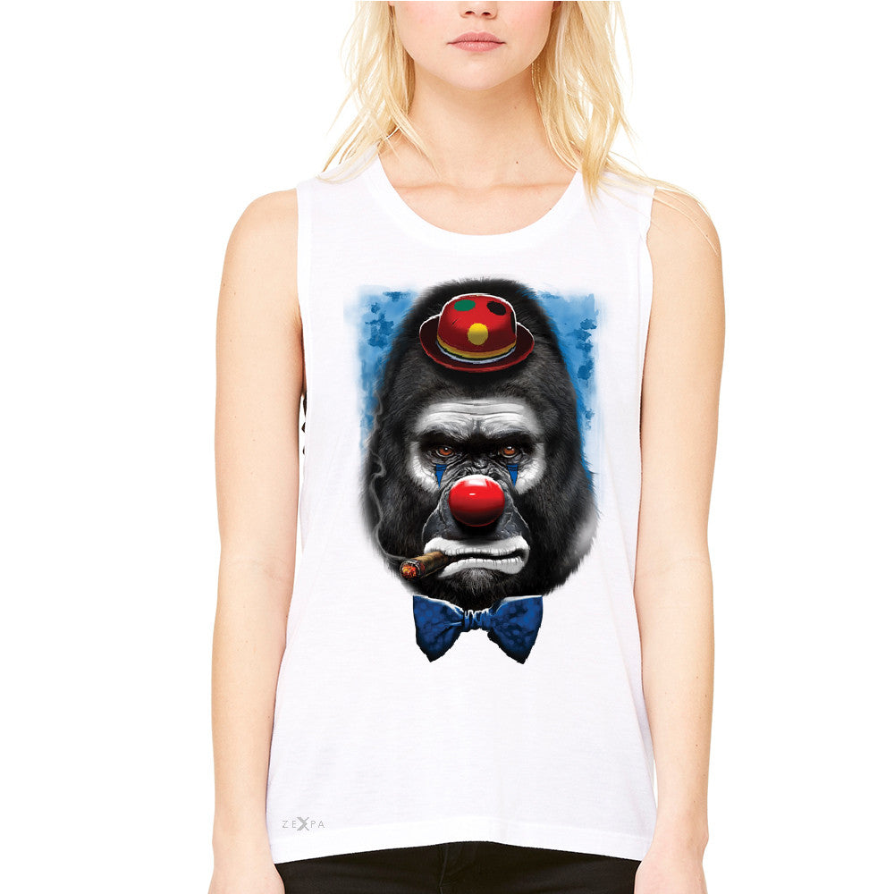 Gorilla Clown Sad Scary Women's Muscle Tee Halloween Costume Event Tanks - Zexpa Apparel - 6