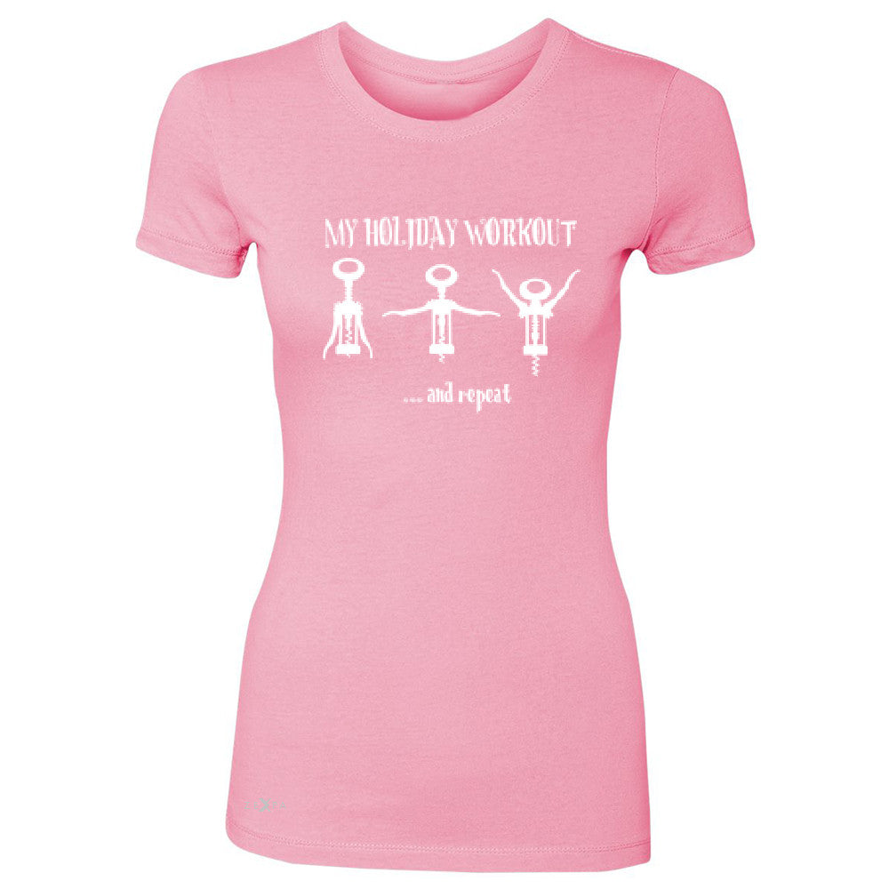 Holiday Workout and Repeat Women's T-shirt Funny Xmas Corkscrew Tee - Zexpa Apparel - 3