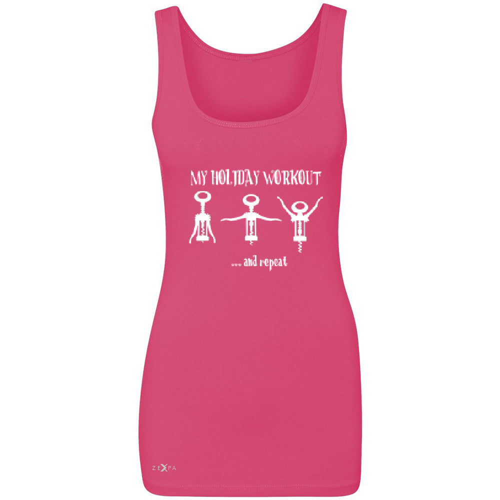 Holiday Workout and Repeat Women's Tank Top Funny Xmas Corkscrew Sleeveless - Zexpa Apparel - 2