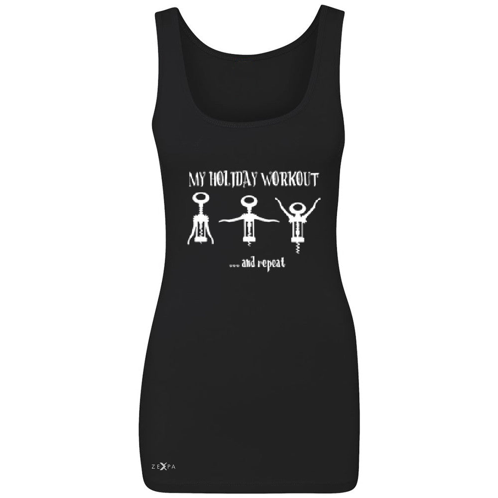 Holiday Workout and Repeat Women's Tank Top Funny Xmas Corkscrew Sleeveless - Zexpa Apparel - 1