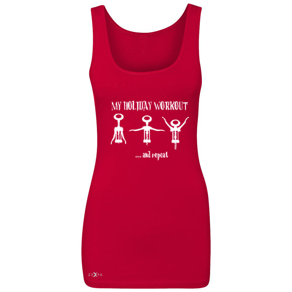 Holiday Workout and Repeat Women's Tank Top Funny Xmas Corkscrew Sleeveless - Zexpa Apparel - 3