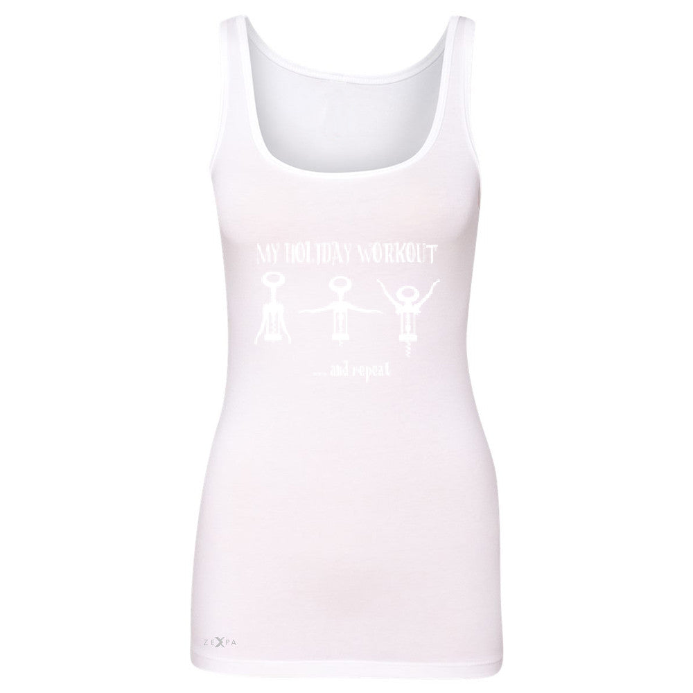 Holiday Workout and Repeat Women's Tank Top Funny Xmas Corkscrew Sleeveless - Zexpa Apparel - 4