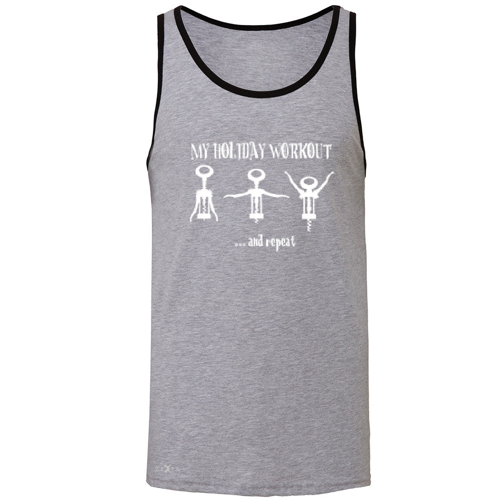 Holiday Workout and Repeat Men's Jersey Tank Funny Xmas Corkscrew Sleeveless - Zexpa Apparel - 2