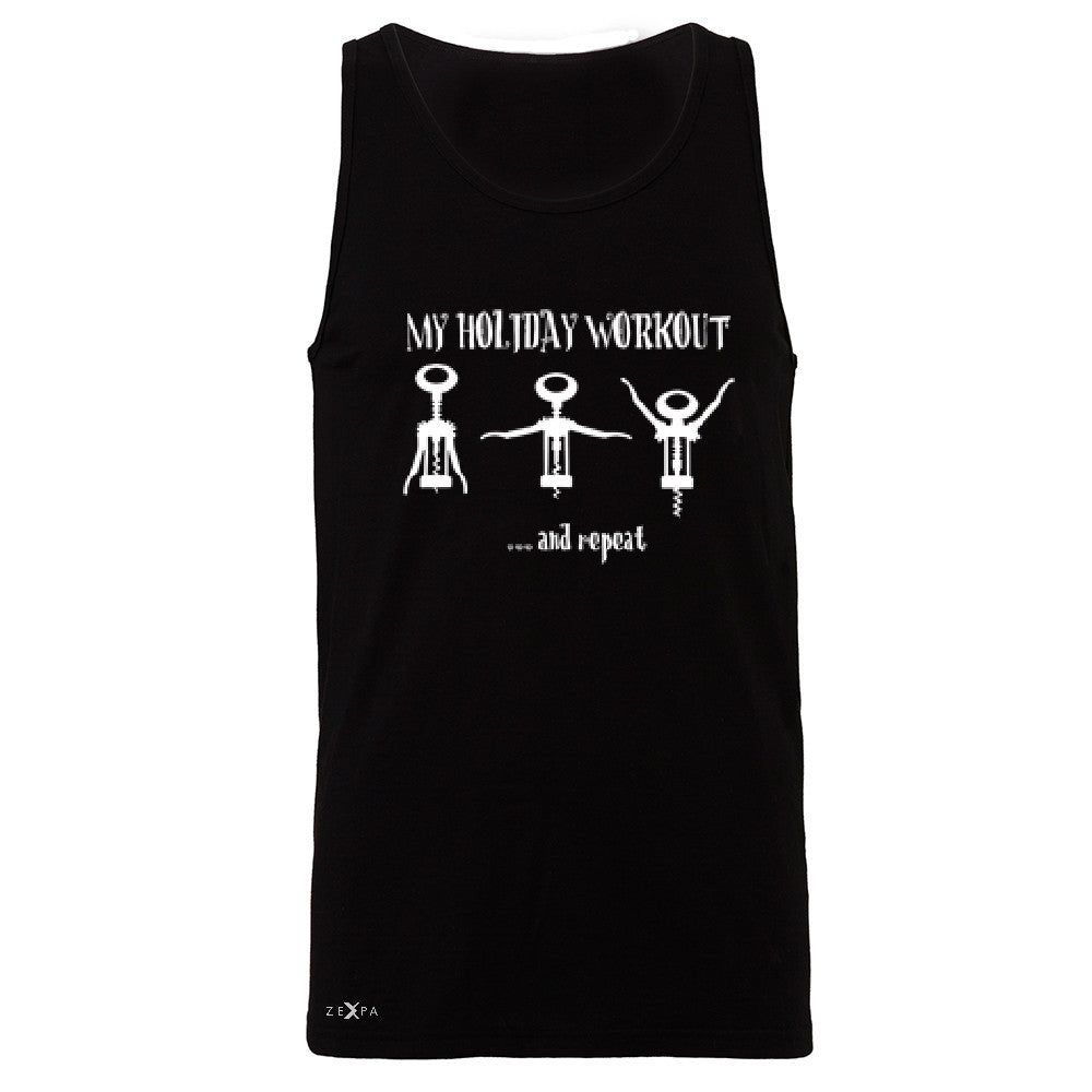 Holiday Workout and Repeat Men's Jersey Tank Funny Xmas Corkscrew Sleeveless - Zexpa Apparel - 1